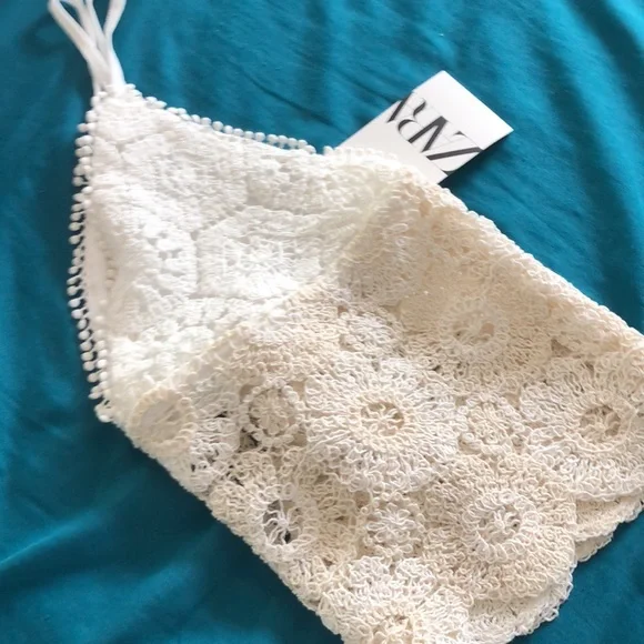 Zara White Crochet Crop Top - Picture 11 of 12